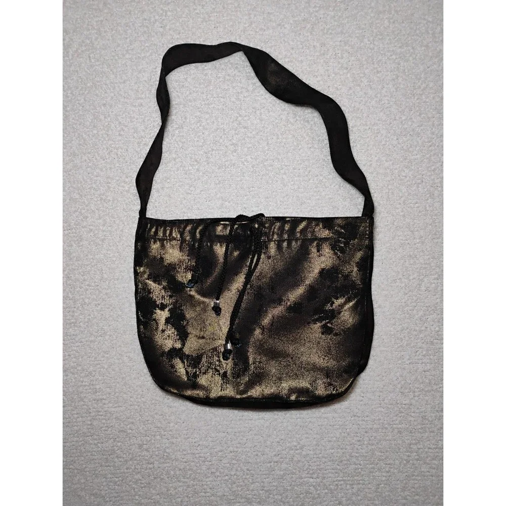 Metallic Gold Sack Shoulder Bag Edgy Disco Glam Rock